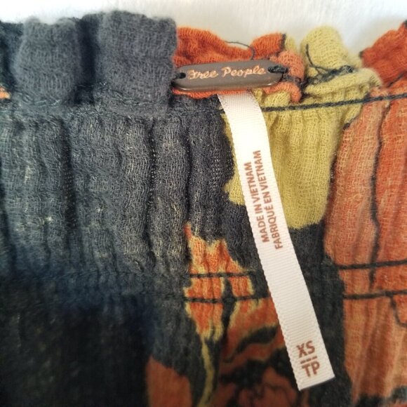 Free People Dress Fleur Twilight  Floral Print Loose Tunic Top Size XS Boho - Picture 9 of 14